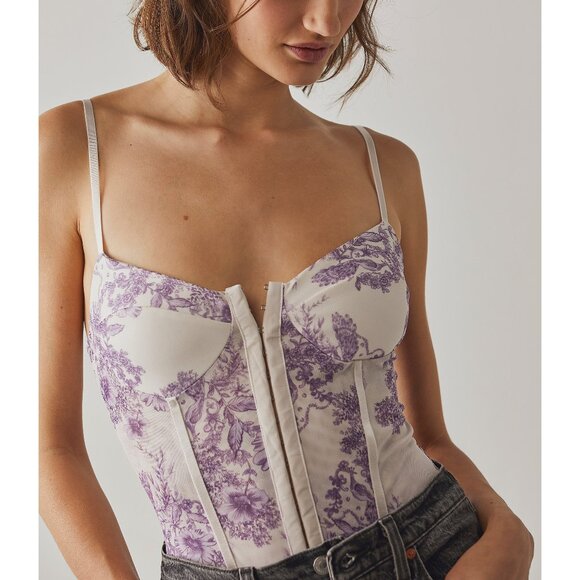 Free People Tops - FREE PEOPLE Night Rhythm Printed Bodysuit / Ivory Combo